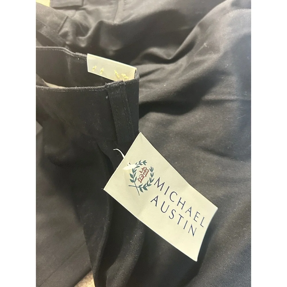 Michael Austin Mens Black Flat Front Classic Fit Dress Pants‎ Size 38x30